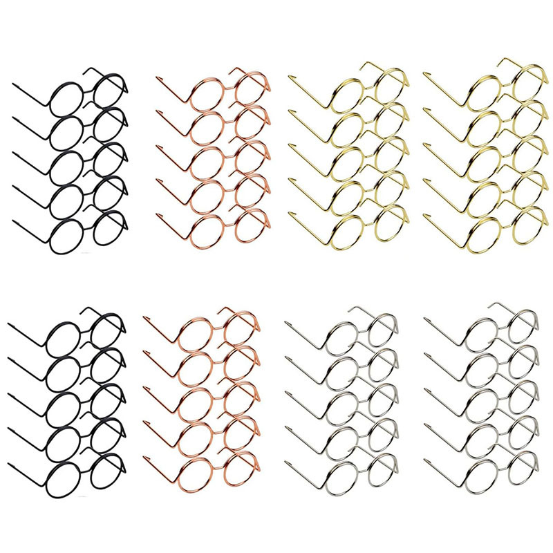 TEMU 40 pezzi di piccoli occhiali, 4 colori montatura a nastro senza montatura mini occhiali con lenti per forniture decorative