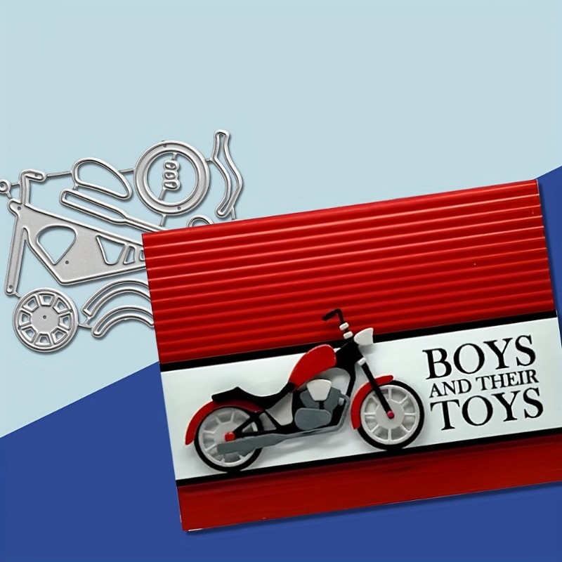 TEMU 1 Motorcycle Metal Cutting Die, Diy Scrapbook Embossing Template, Handmade Greeting Card Metal Die-cut, Gift Card Making Tool, Handicrafts,