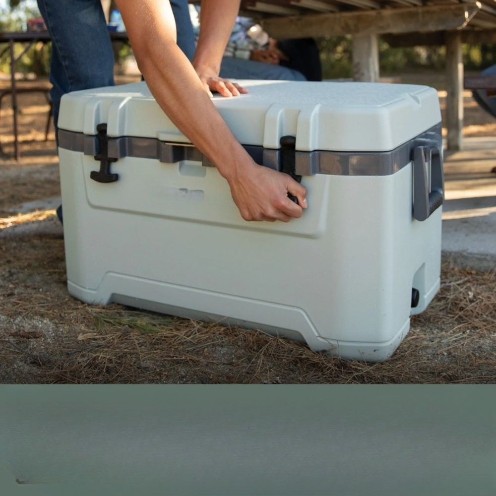 Portable Outdoor Refrigerator Cooler Bag - Insulated Foam Food Storage Container with Black Handles, Light Green, Perfect for Summer Picnics, Camping, and Outdoor Adventures, Picnic Essentials, Stylish Handle Design, Durable Construction