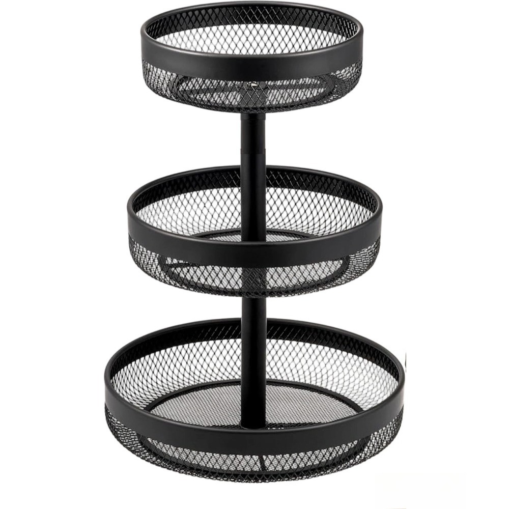 1set Three-layer Metal Storage Rack With 3 Round Baskets Is Durable, Beautiful And Practical, Suitable For Kitchen, Living Room And Office, Storage Racks