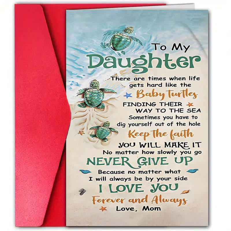 

1pc Birthday Greeting Card For Daughter, 12cm X 18cm, High-quality Paper, Universal Birthday Wishes, Special Keepsake, Message From Mom, " And