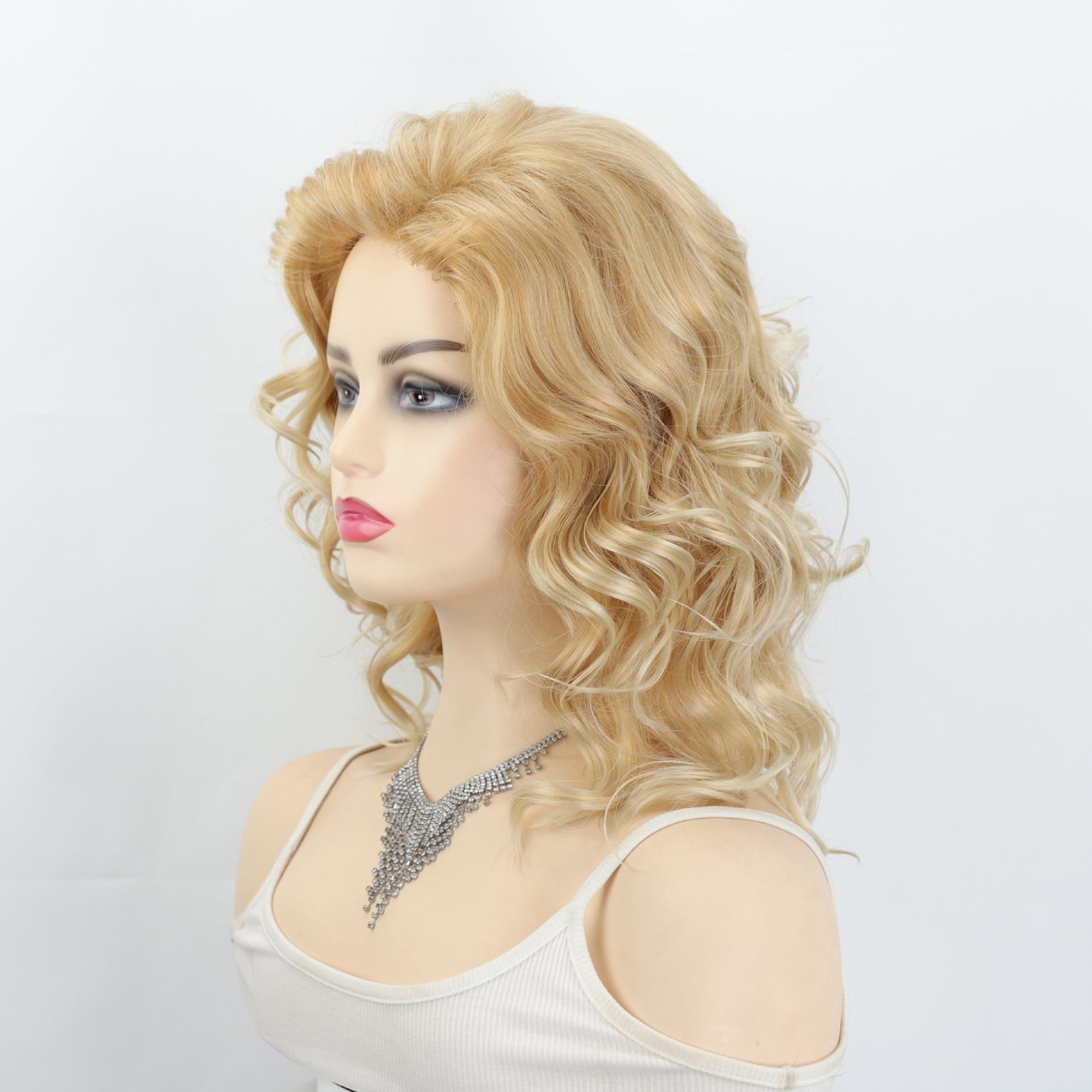 women s long curly high gloss heat-resistant synthetic fiber wig with breathable rose mesh cap -  /blonde/black/red/gray/white, volume &   for daily wear, halloween, christmas, carnival - beginner-friendly &  , lengths   Product details 2