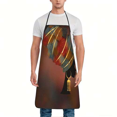 1 grembiule con silhouette di africana, realizzato in poliestere resistente da pulire, con cintura regolabile, per cucinare , giardinaggio, raccolta , e come regalo per natale e halloween