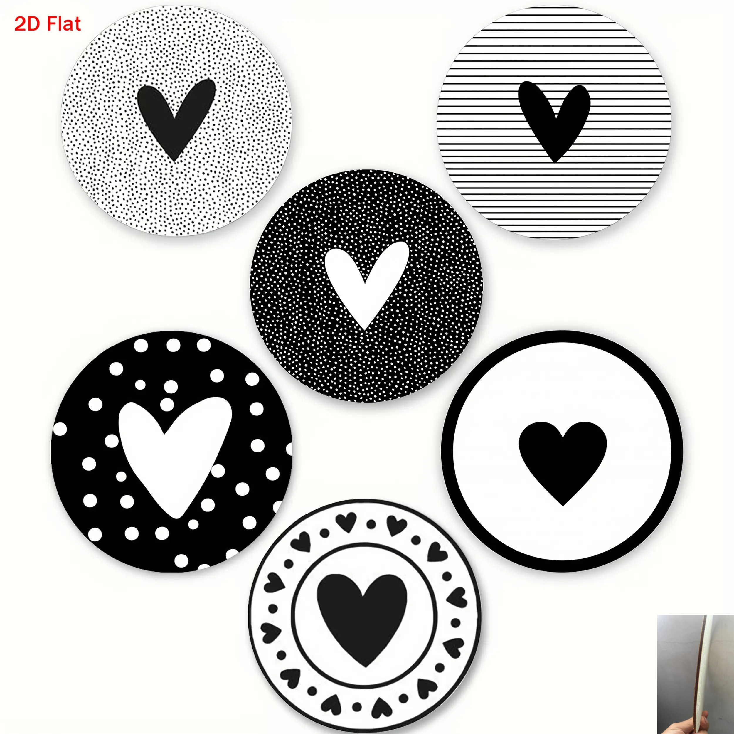 TEMU 6pcs Wood Coasters Suitable For Bars, Cafes & - Heat-resistant Heart-shaped Table Protectors With Wood Grain, Drink Mats For Coffee Tables,