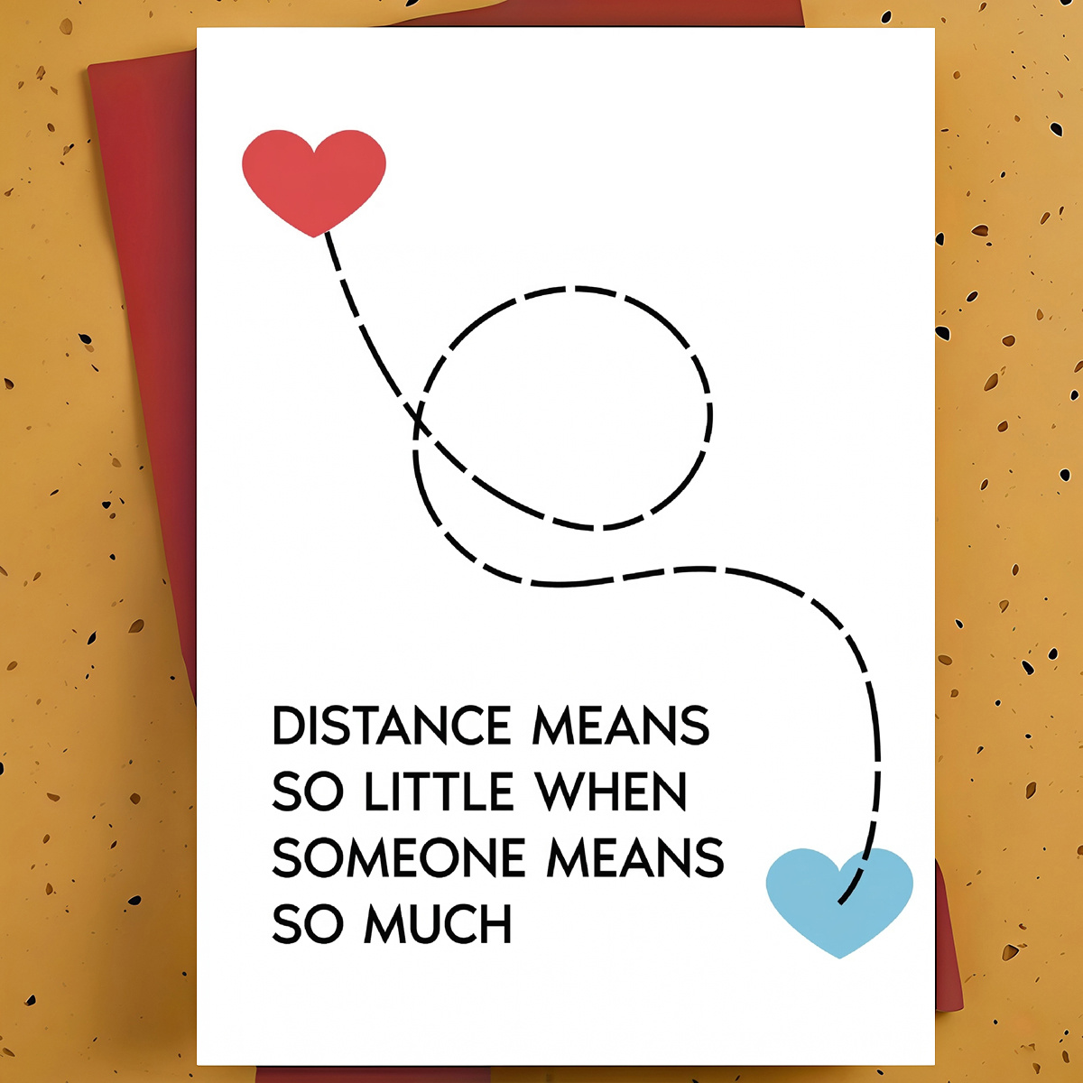 TEMU 1pc Greeting Card For Long-distance Partner, , – Hearts Minimalist Line Art, Card, With Envelope