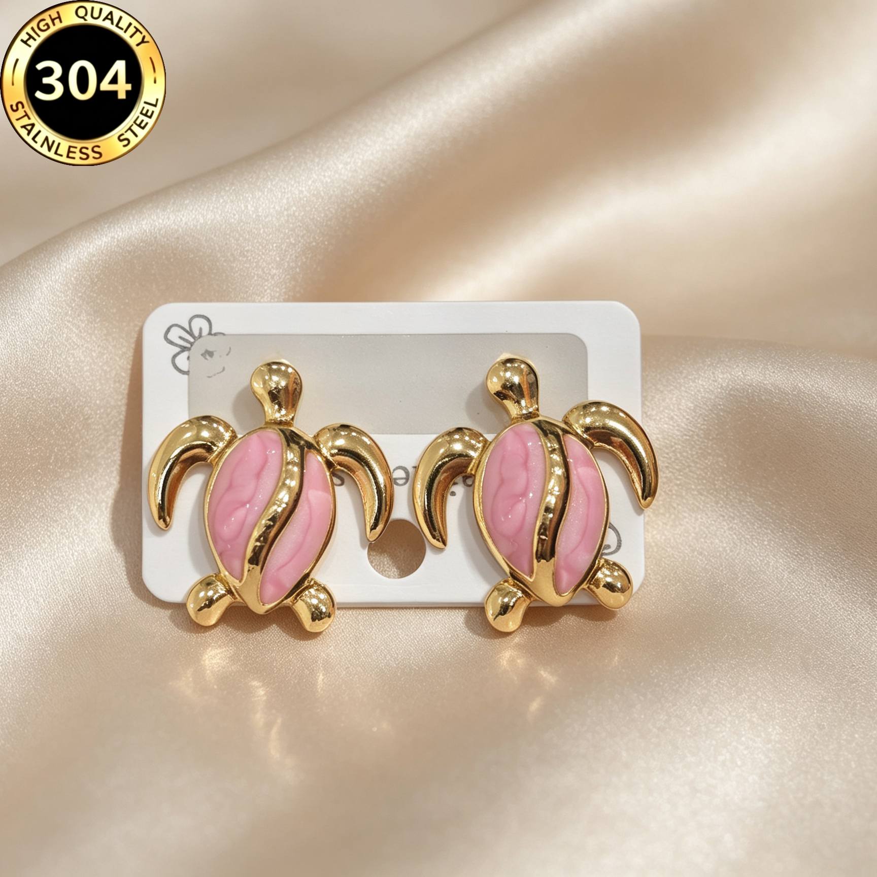 Women's Hypoallergenic Stainless Steel 18K Gold Plated Stud Earrings