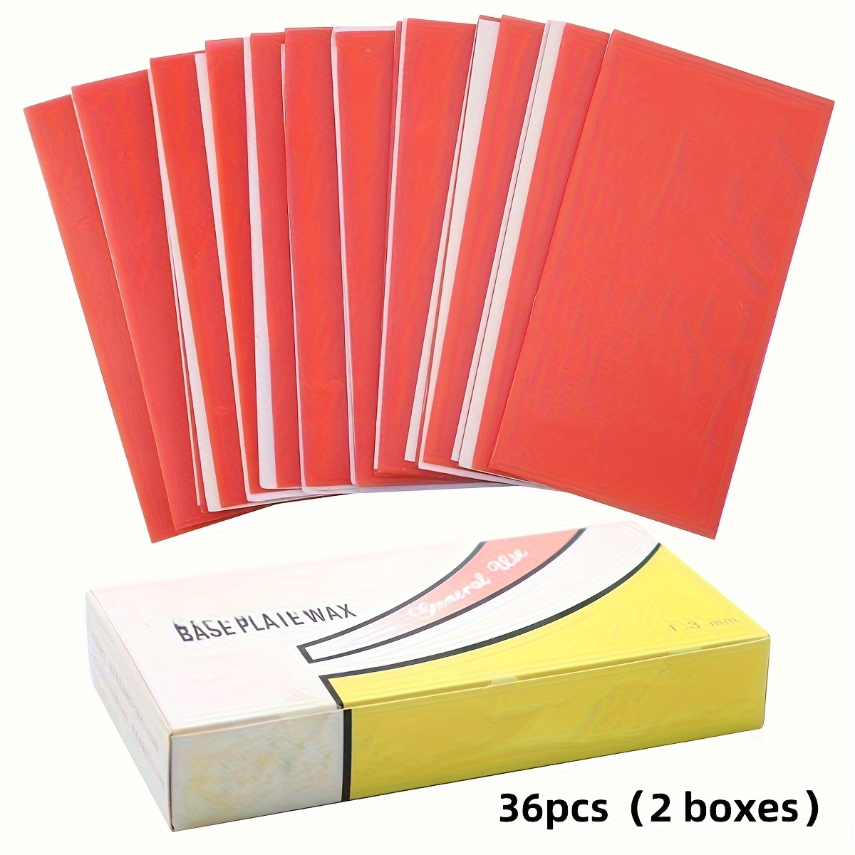 2 Boxes Of 36 Denture Model Bases Red Wax Sheets- Vibrant, Durable, Reusable, Trim-to-fit For Denture Models, Advanced Dentures, And Other Applications