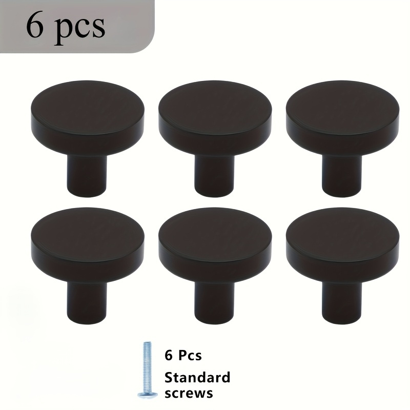 E-shop 6er-Set Moderne Matt Schwarz und Gold Schrankknöpfe - Aluminium und Einloch Schubladengriffe für Küche und Bad - Stilvolle Heimwerker Hardware,
