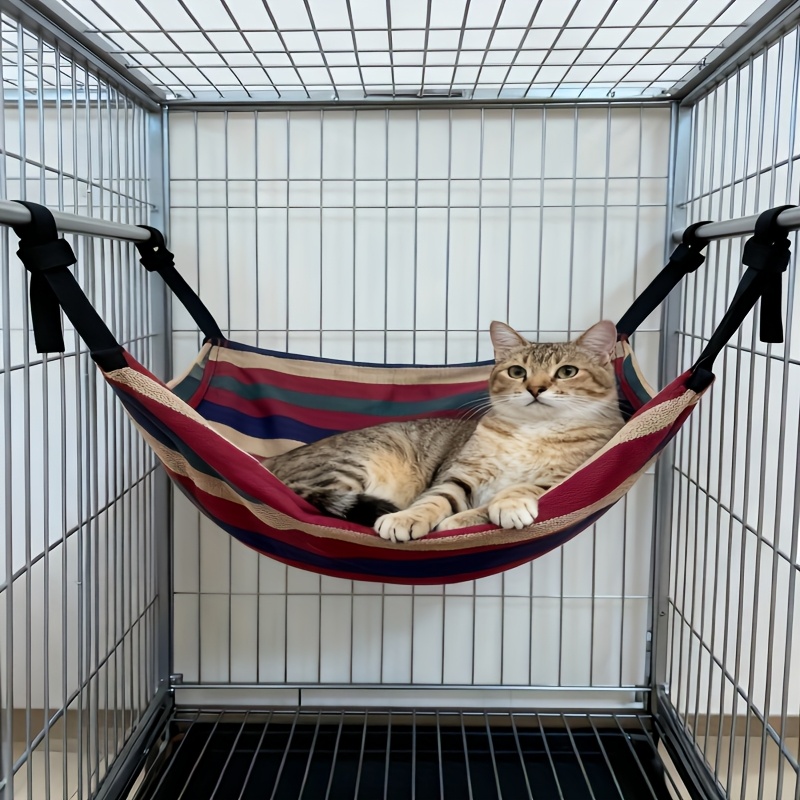 E-shop Ganzjahres-Katzenhängematte mit bunten Streifen, Hängendes Katzenbett mit 4 , geeignet für Wohnzimmer, Schlafzimmer, Balkon Katzenhaus