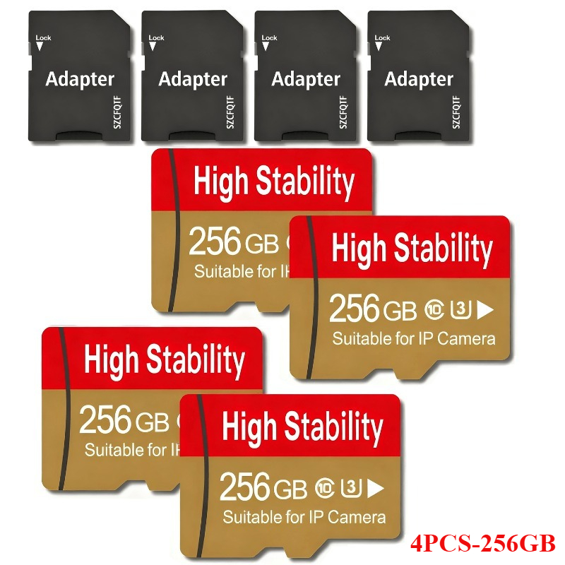 TEMU 4 128gb/256gb Memory Cards, Sd Card, Micro Tf Card; Stable And Suitable For Security Cameras, Gopros, Action/outdoor Cameras, Dashcams, Drones, Tablets, Phones; Adapter Included.