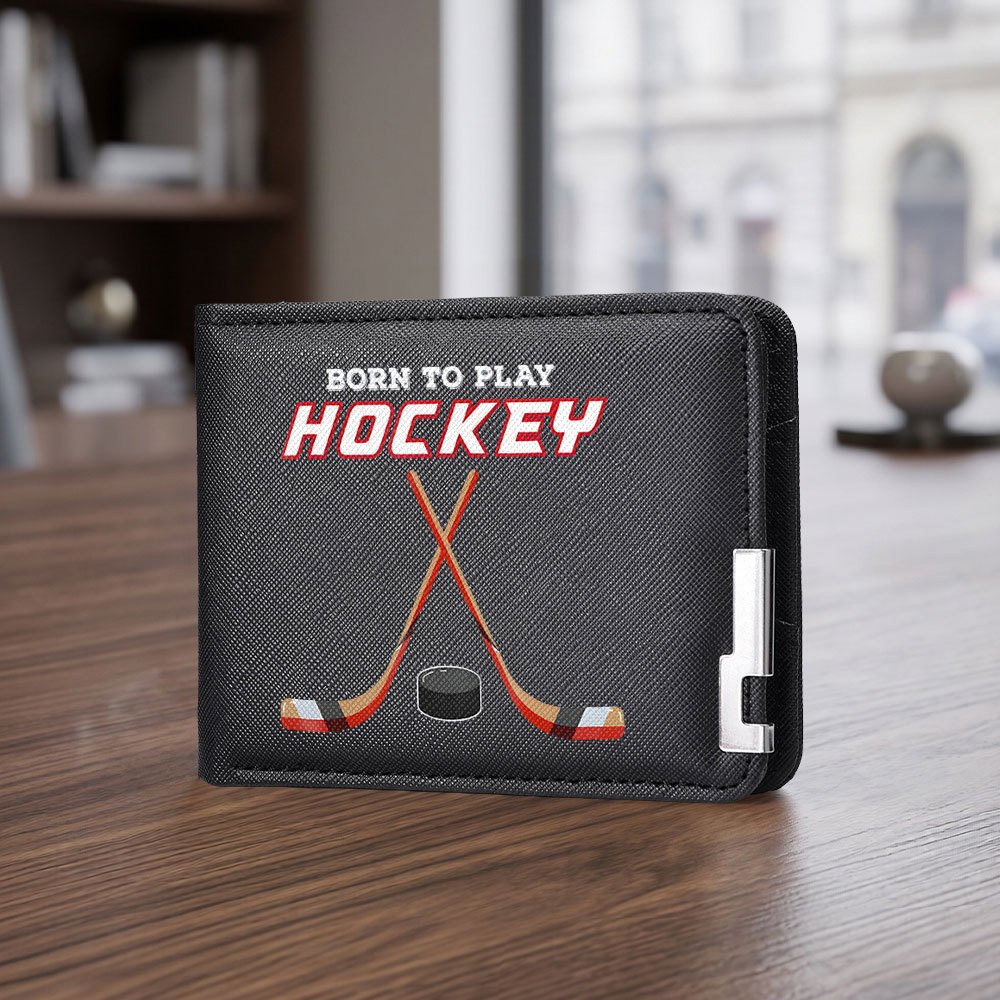 TEMU Nouveau portefeuille tendance pour hommes, imprimé sur le thème du hockey sur glace, porte-cartes de crédit multifonctionnel, portefeuille