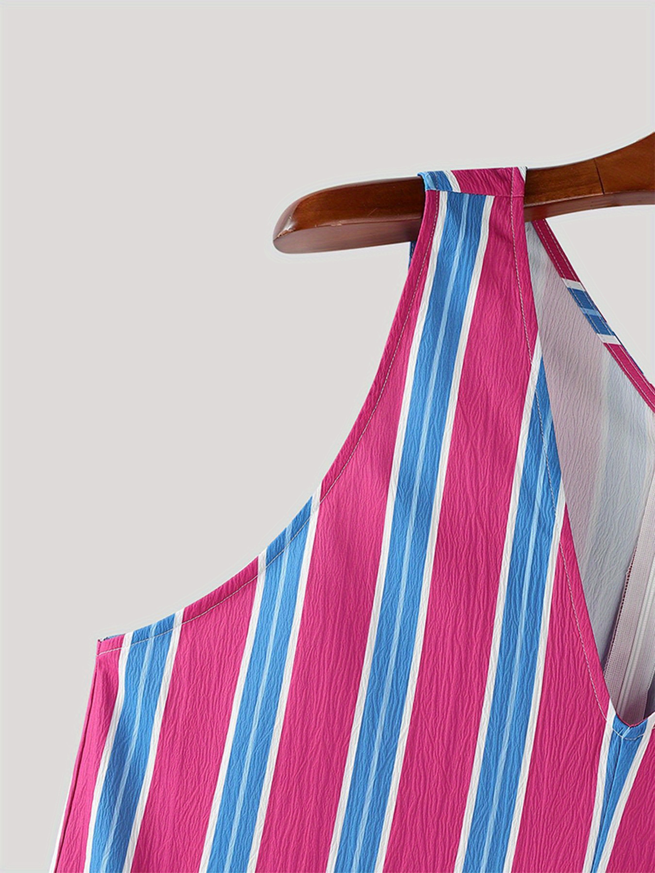 Chiquease Tuta casual da donna con scollo a V, a tinta una, con