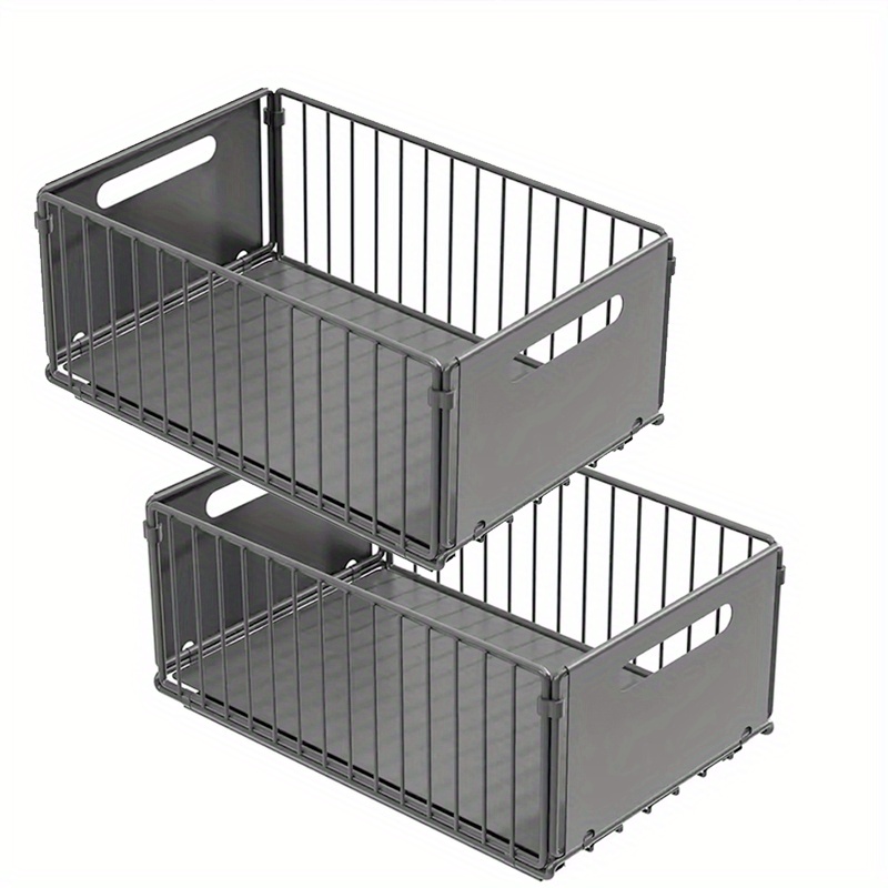 TEMU 2pcs Pull Out Cabinet Organizer, Collapsible Pull Out Drawers For Cabinets Fixed With Adhesive Film, Slide Out Shelf Storage Basket For Kitchen