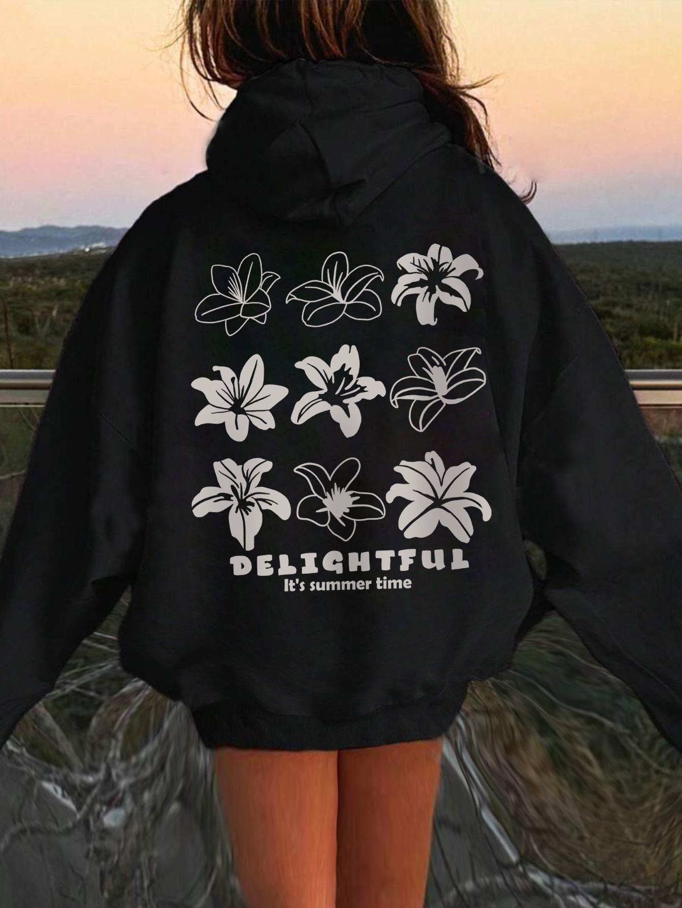 teen girls black casual hooded sweatshirt summer Temu United