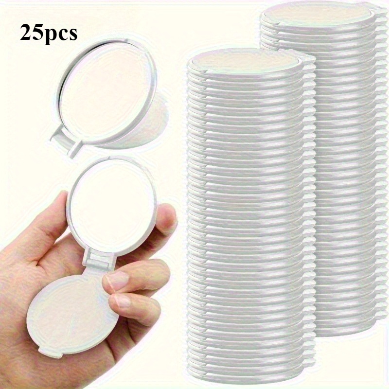 TEMU 25pcs Portable Mini Folding Mirror - White Compact Travel Mirror With Surface, No Battery Needed, Folding Design & Stand For, , ( To Seniors) -
