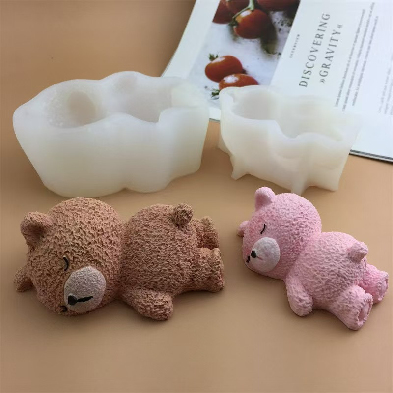 

2pcs & Flexible Silicone Bear Molds Set, 3d Casting Molds For Diy Crafts, Soap & Candle Making, Clay Art - Multifunctional Handmade Mould Kit