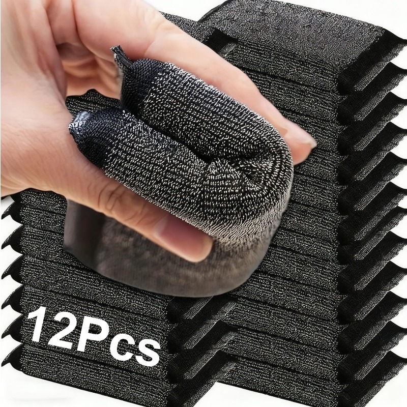 E-shop 12 Stück Metall-Draht-Reinigungstücher, Premium Edelstahl Küchen- Badezimmer-Schrubber, Langlebige Kratzfreie Scheuerschwämme, Moderner Stil,
