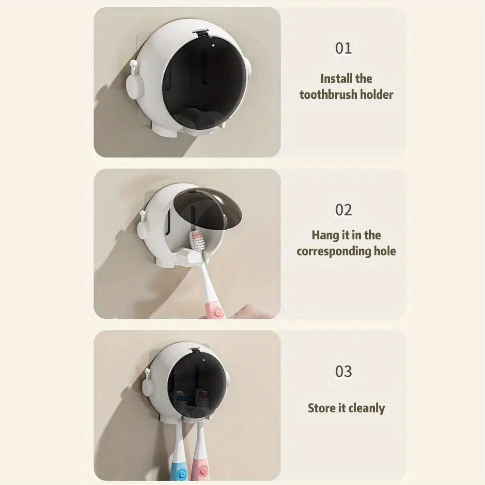 astronaut themed wall mounted toothbrush holder no drill - Temu Canada
