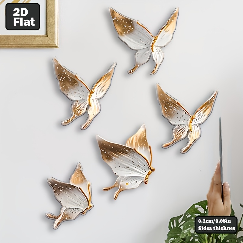 TEMU 2d Flat, 2d Flat, 5pcs Set Of Acrylic Wall Decorations, Decorative Wall Stickers, Exquisite Home Decor Wall Art, Unique And Interesting Wall