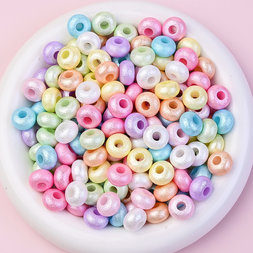 TEMU 50pcs 8 X 14mm Acrylic Crinkled Large-hole Beads With Straight Holes Candy- For Jewelry Making Bracelets Necklaces Keychains Earrings And Craft