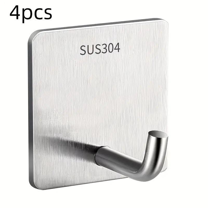E-shop Universal Edelstahl Haken ohne Bohren, starke Klebefläche, Küchenwand, robuste Wandmontage, Klebehaken, Kleidung ohne , Nagel, Metallhaken mit