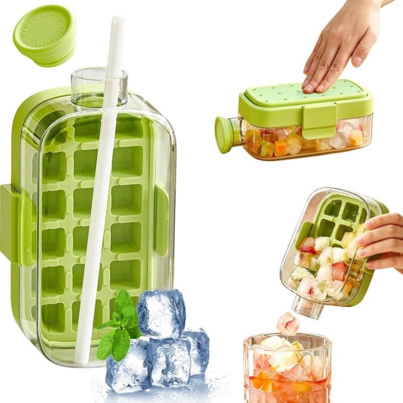 TEMU 2026 New Upgraded 2-in-1 Ice Cube Maker Tray With Snap Closure & Operation - Instant Ice Cubes Suitable For, Parties, Picnics, Rv, Camping -