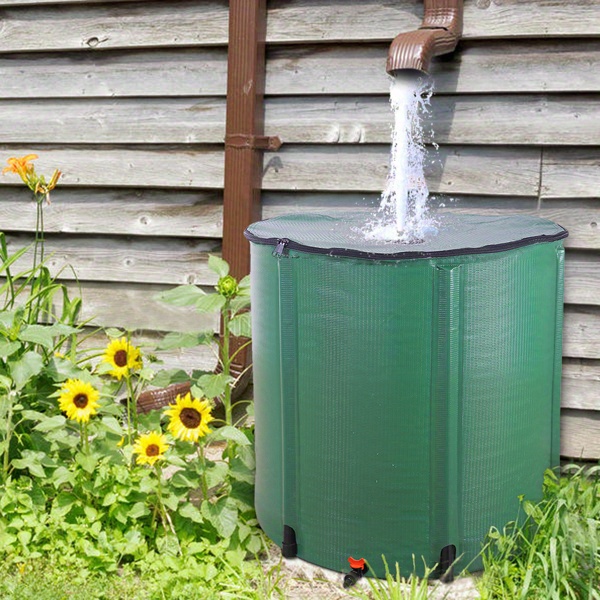 [300 Gallon Portable Water Tank] High-Strength PVC Collapsible Water Storage Tank - Durable And Portable Green Outdoor Rainwater Collector, Multi-Purpose for Gardening, Car Washing And More, Garden Water Storage 1