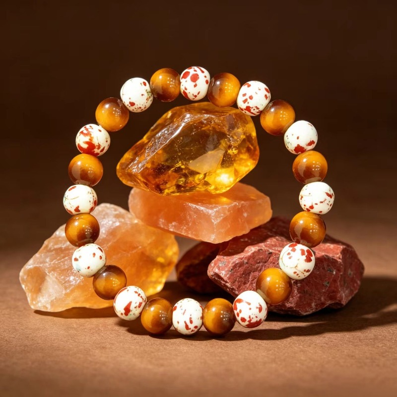 Women's Golden Brown Tiger Eye Stone Bead Bracelet