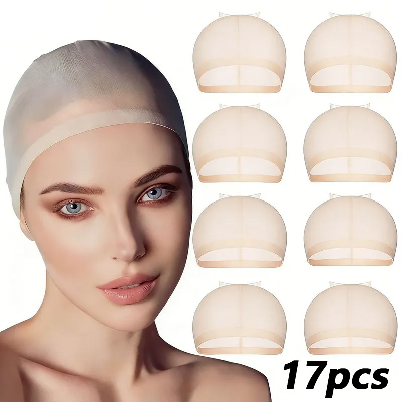 TEMU 17pcs Invisible Skin-colored . Made Of High-elasticity, Soft Nylon Mesh, Ultra-thin And Breathable, Won't Suffocate The Scalp. Stretchable To