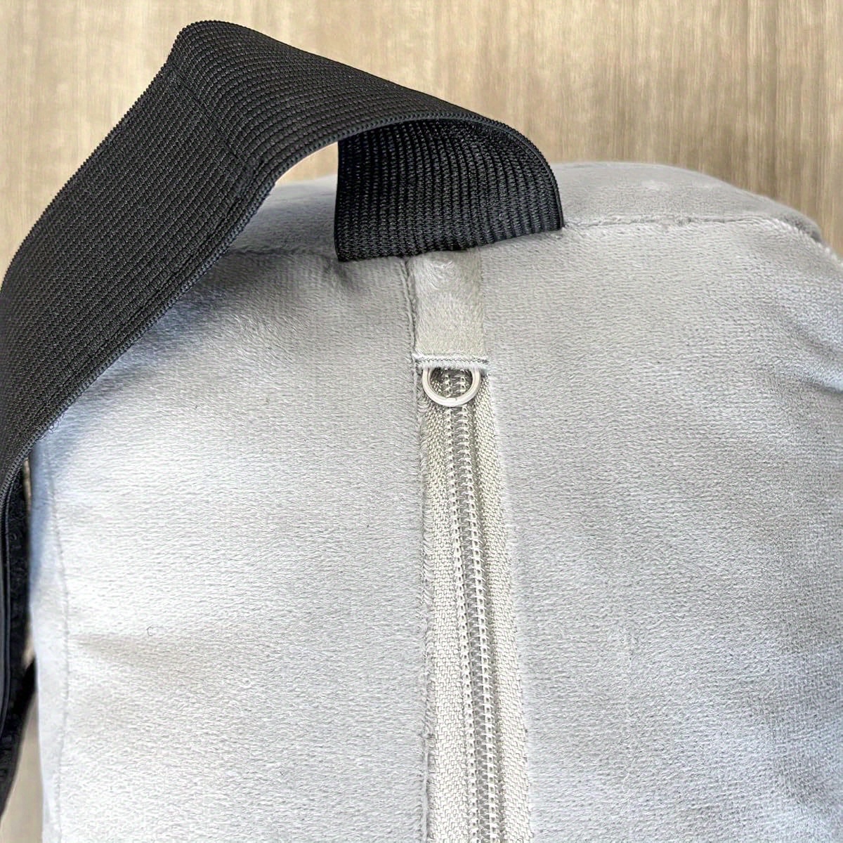 velvet roll support pillow for lumbar back head high density foam support removable cover   strap for office chair car seat relief improving posture grey Product details 5