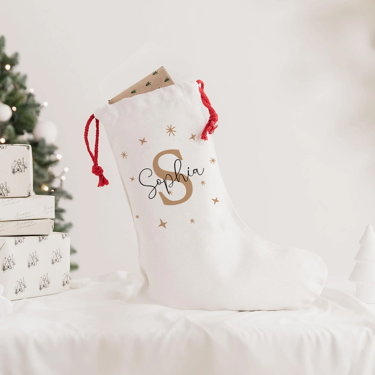 TEMU Customized Christmas Stockings Featuring Unique Name Initials, Ideal For Holiday Gifts, Christmas Eve Bags, And Decorations For The Fireplace,