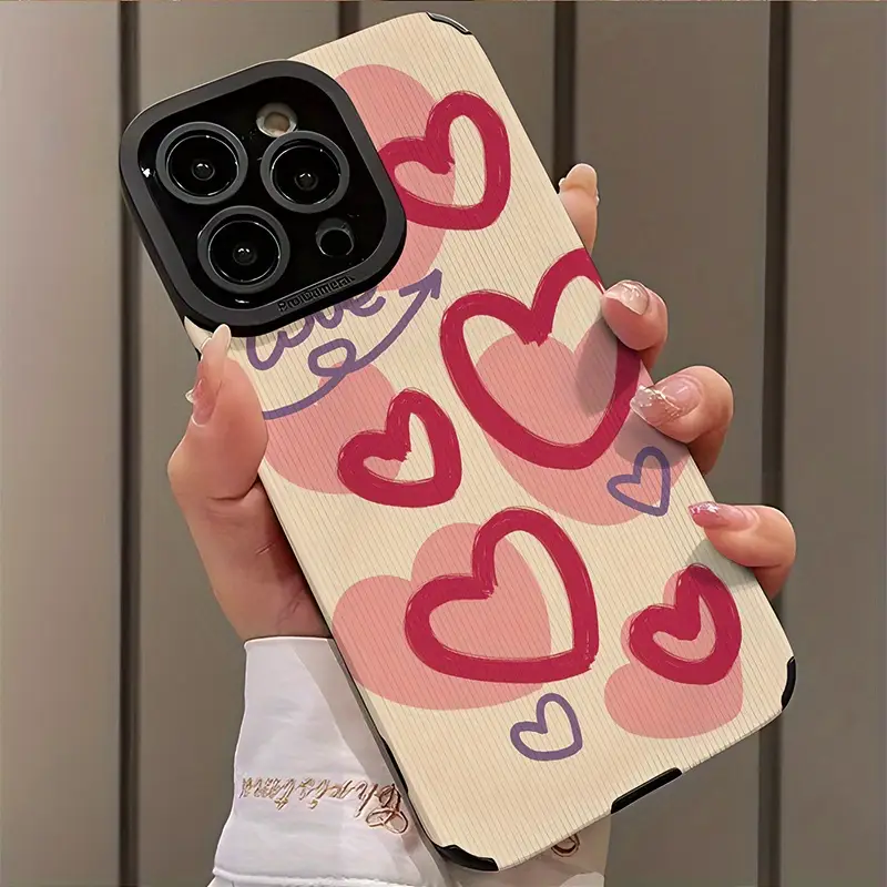 Foto de Funda con diseño de patrón de corazón rosa.