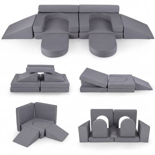 10pcs canapés de jeu modulaires pour enfants, housses zippées lavables en machine, canapé convertible en mousse pour enfants de 3 ans et plus,