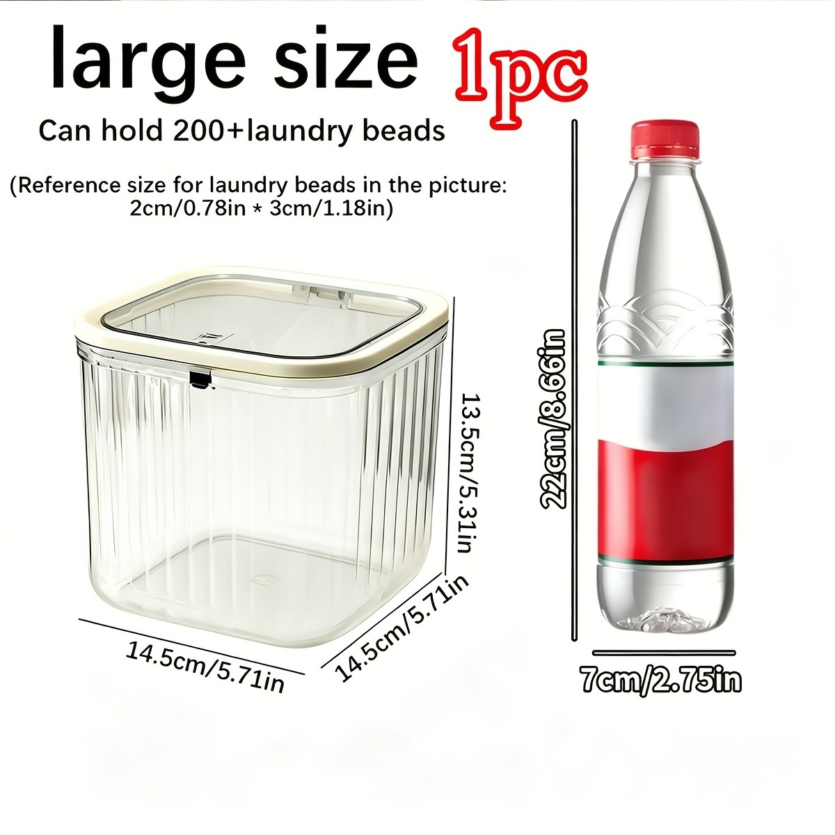 TEMU 1pc Transparent Acrylic Refillable Cosmetic Jar With Lid, Multi-scene Suitable For Laundry Detergent Pods And Beauty Products, Stackable Plastic
