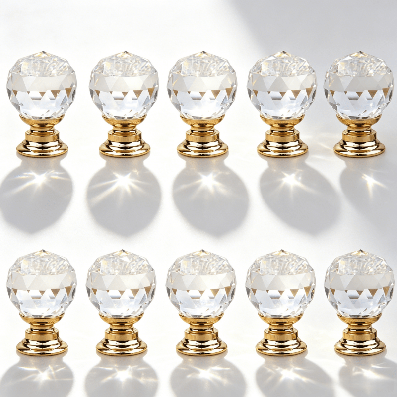 TEMU Ensemble de 10 poignées de tiroir en acrylique cristal de diamant, boutons en verre cristal, quincaillerie de meuble à trou unique, poignées en
