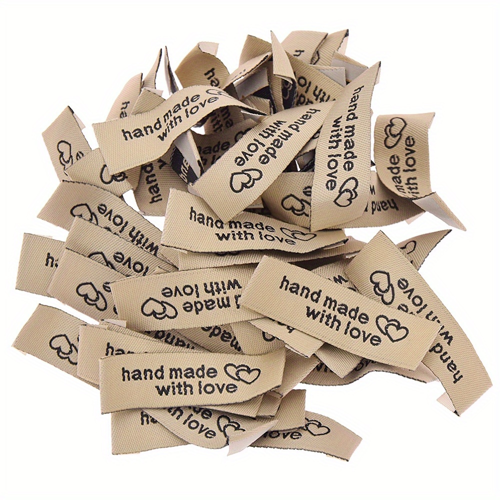 TEMU 50pcs " a " Etiquetas de Tela en Marrón y - Diseño de Tira Larga para Abrigos, Puños, Bolsillos, Calcetines, Zapatos, Sombreros y Decoración de