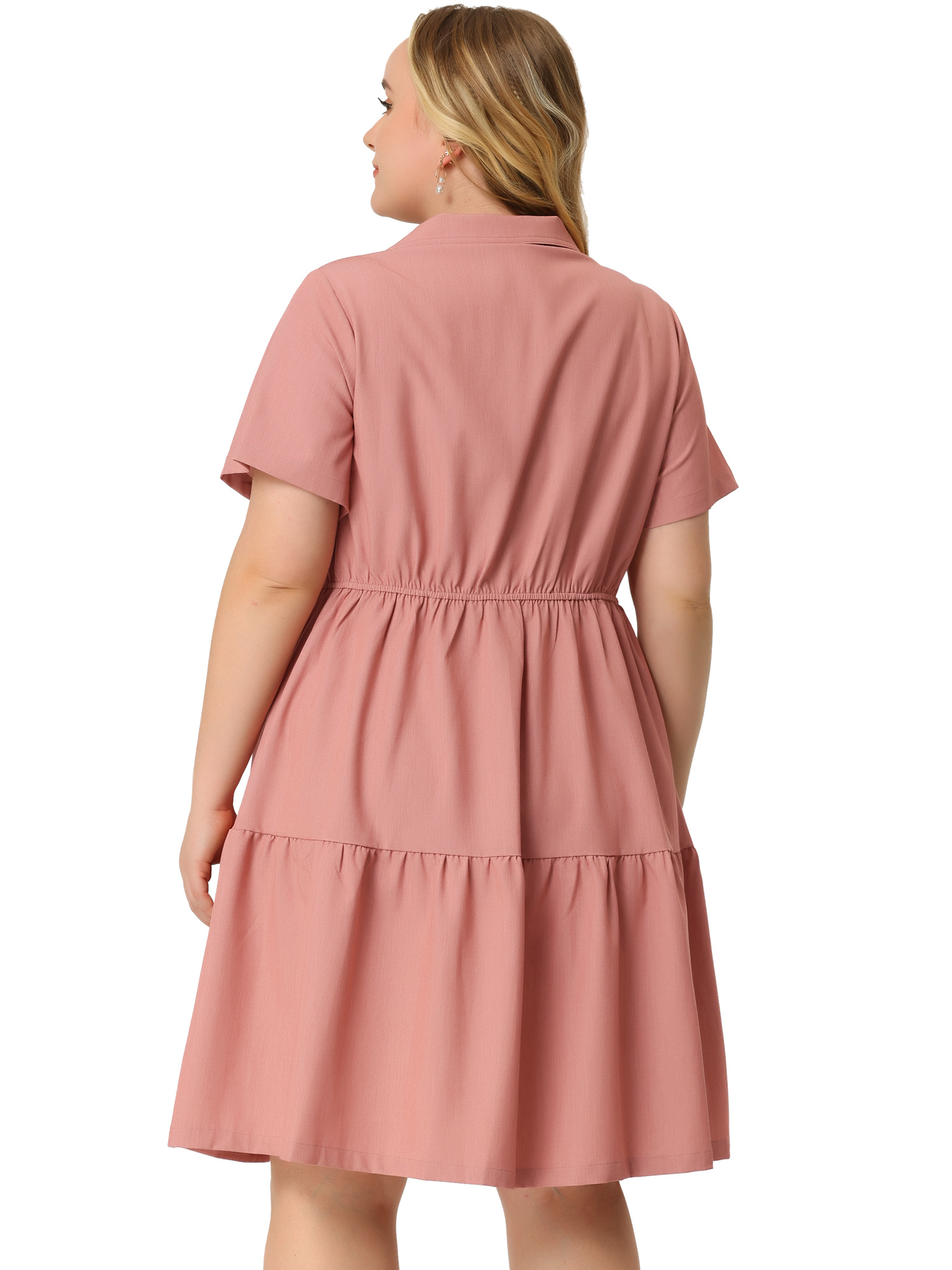plus size chambray dress women short sleeve button flowy - Temu
