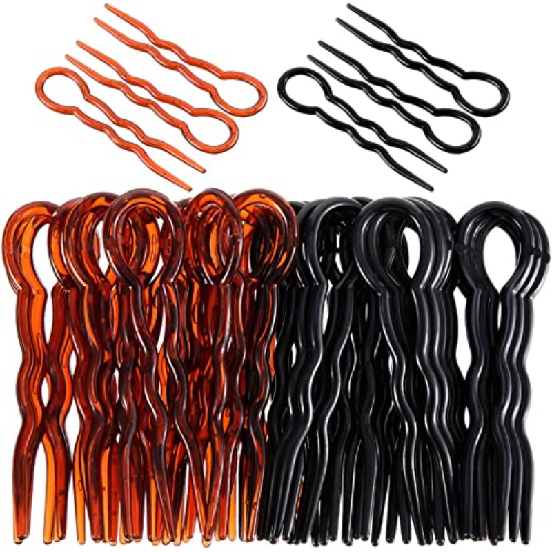 48pcs   plastic u shaped hairpins     hair clips 3 5 long heavy duty lightweight hairpins for womens wedding bun   everyday hairstyles durable plastic hair accessories 24 each color Product details 0