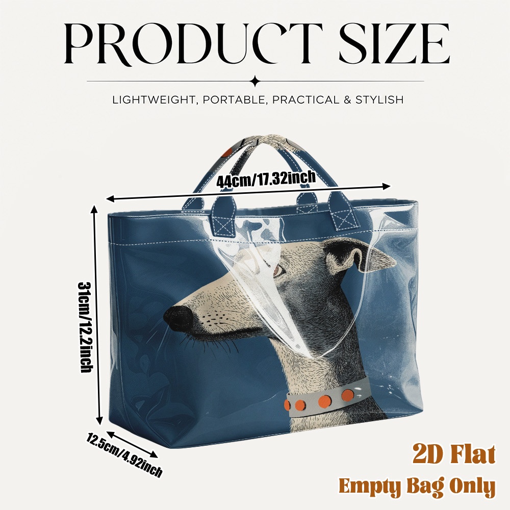 TEMU Bolsa tote de 1 pieza TELBREAK de perro galgo, adecuada para viajes, gimnasio, playa, compras - Bolsa reutilizable de PVC de gran capacidad con