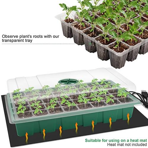 cell seed starter tray with humidity lid mini greenhouse propagation station with vented dome plastic germination kit for succulents flowers vegetables non electric seedling starter kit holiday gifts suitable for 2899pcs people