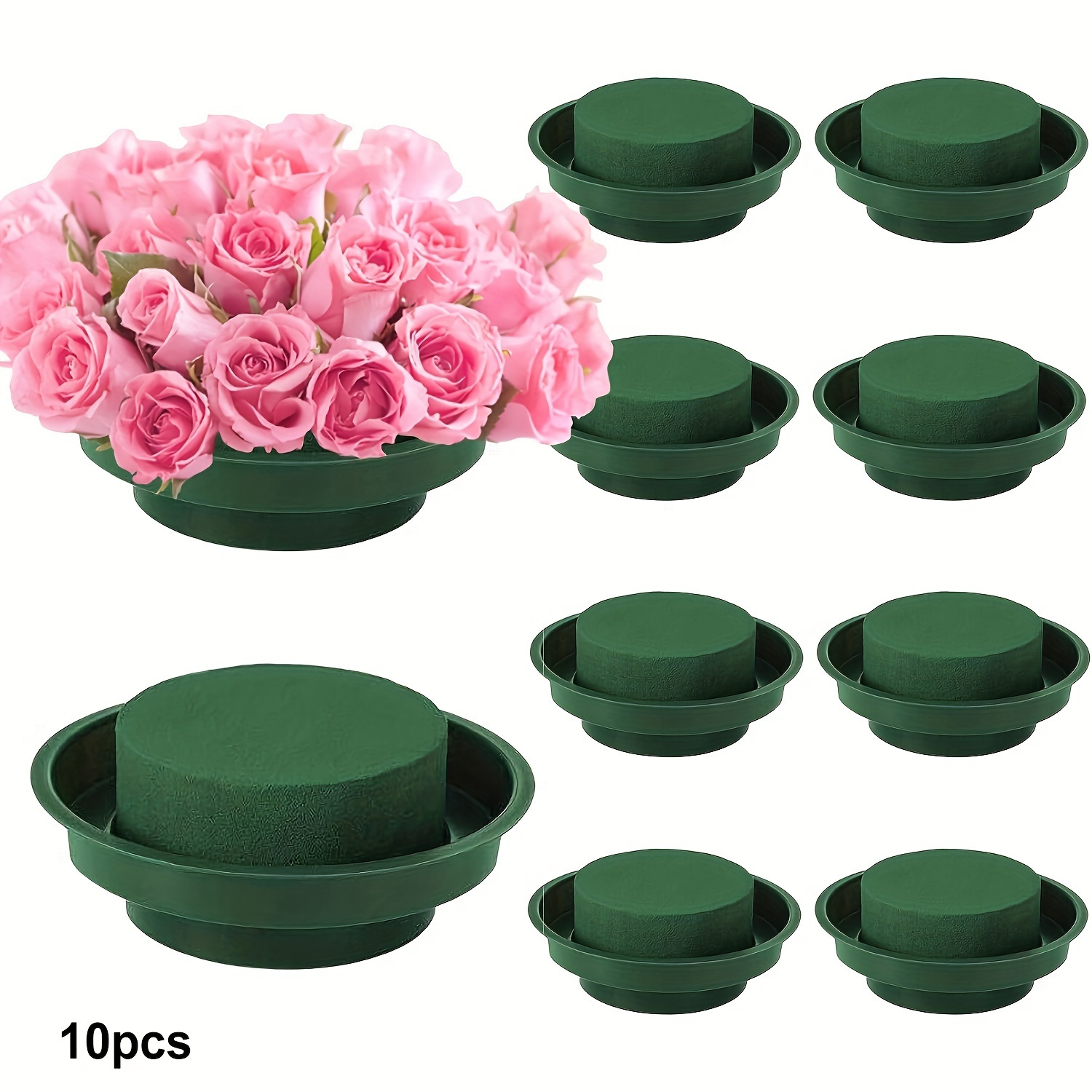 TEMU 10 Plastic Flower Arrangement Trays 11.99cm - Ideal For Decor, Weddings & Party Arrangements, Flower Vases Home Decor, Flower Vases Home Decor,