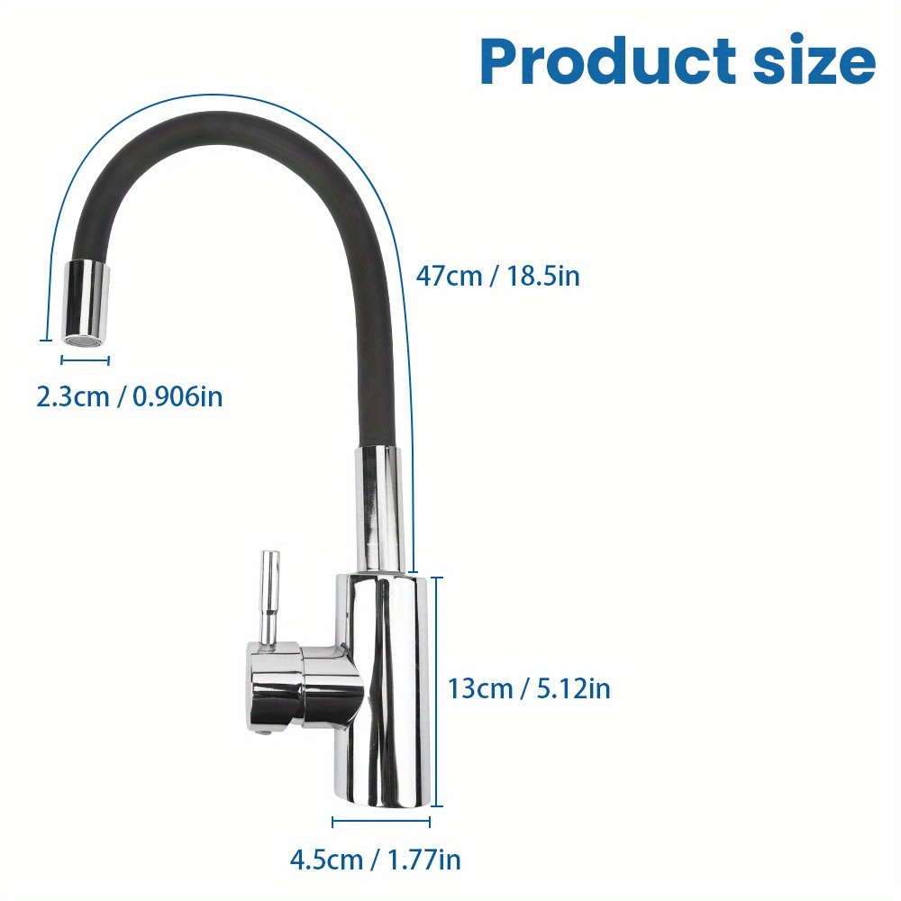 Image of Bedee 360° Rotating Kitchen Faucet - Single Handle Mixer Tap, , Black, Alloy With Nickel Plating Finish, Ideal For Bar Sink, No Electricity Needed, Kitchen Faucet