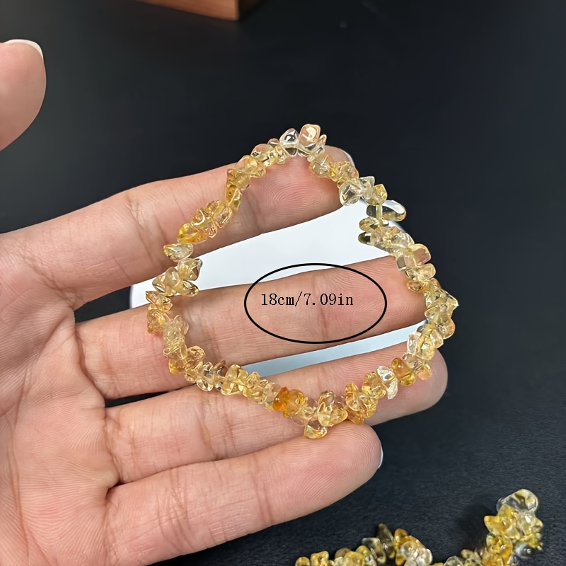 5pc Citrine Gemstone Bracelet Set, Bohemian Style