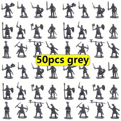 50pcs jxb medieval soldier figurines detailed plastic miniature soldiers with dynamic poses multi color armored designs for diorama tabletop rpg games historical collectibles diy displays indoor outdoor use diorama accessories outdoor miniatures historical miniatures fantasy miniatures intricate designs detailed