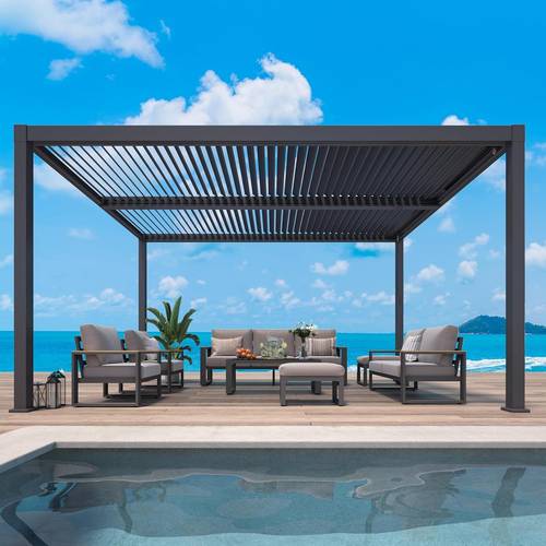 10x12 12x16 12x20 adjustable louvered pergola heavy duty aluminum outdoor pergola metal pergola with adjustable roof for patio deck garden yard dark gray