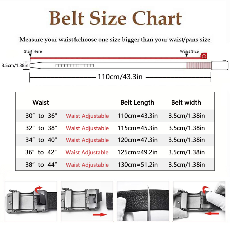 2pcs Stylish Cowhide Belts with Automatic Buckles for Everyday Use