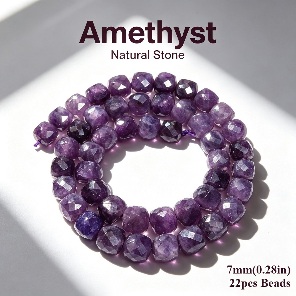 TEMU Aaa Natural Stone Cube Amethyst Square Loose Spacer Beads For Jewelry Making Diy Gorgeous Bracelets Necklace Earrings Accessories For Men Women