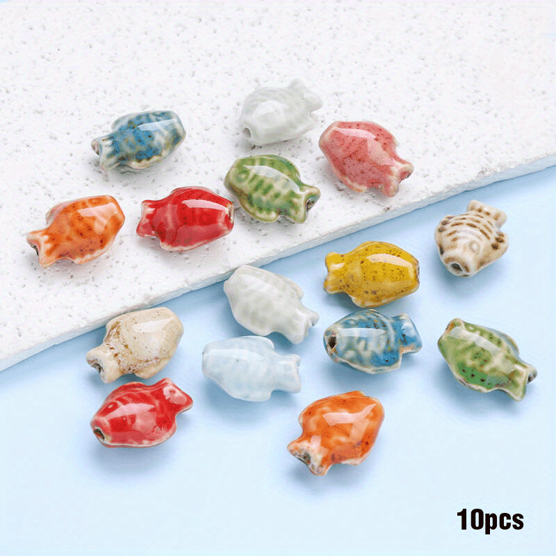 10pcs Handmade Ceramic Fish Beads for DIY Bracelets