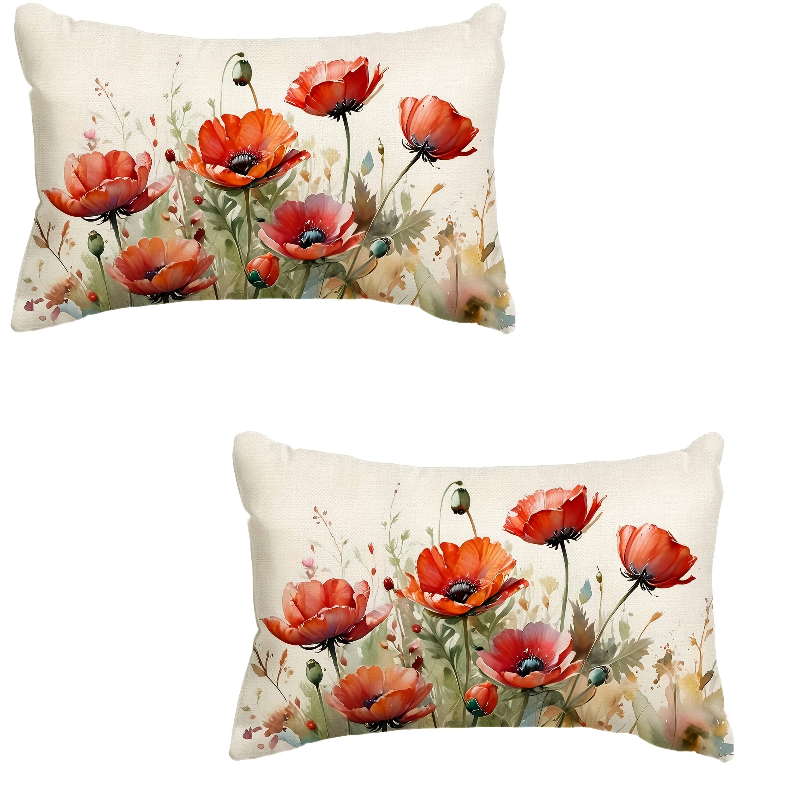 TEMU 2 Housses de Coussin Rectangulaires et Fleurs Vibrantes, 12x20 Pouces - pour la Décoration Saisonnière de Style Ferme sur Canapés et Sofas,