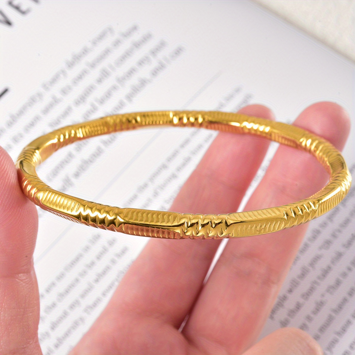 Women's Vintage Texture Stainless Steel Bracelet, Daily Wear